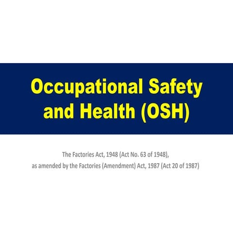 OCCUPATIONAL SAFETY AND HEALTH