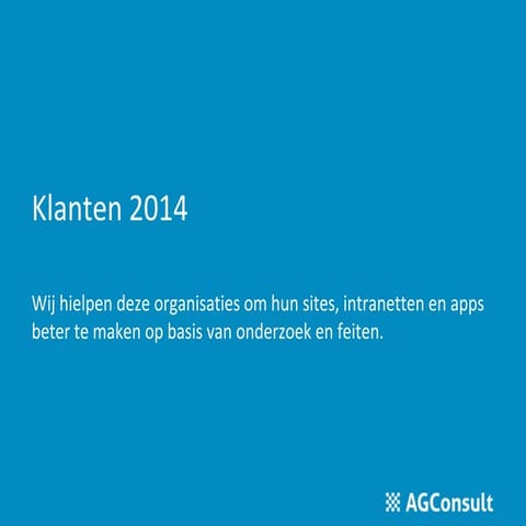 Klanten AGConsult in 2014