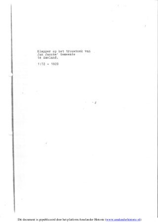 Klapper trouwboek Jan Jacobs gemeente Ameland (1772-1820)