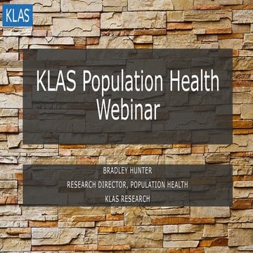 KLAS Population Health Management Journey