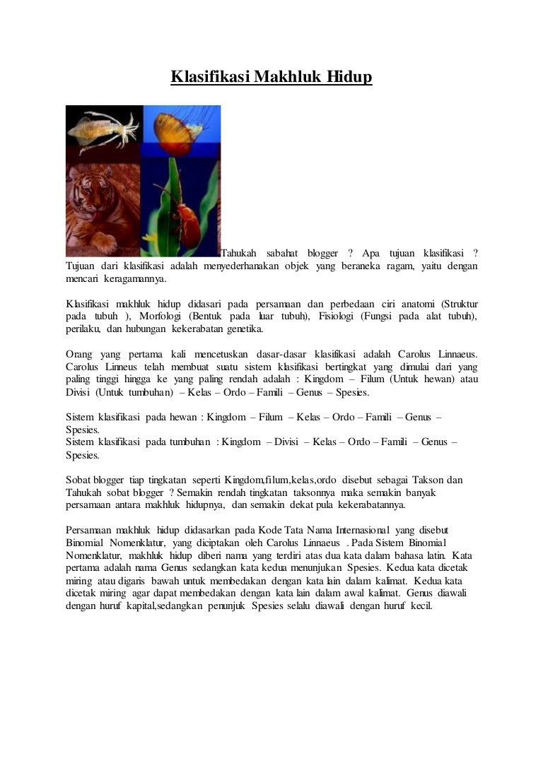 Klasifikasi Makhluk Hidup