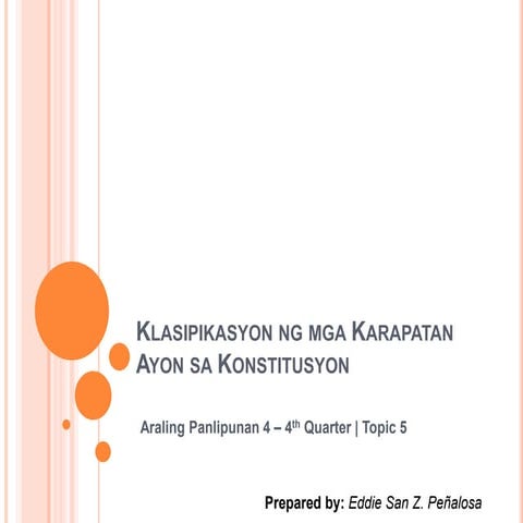 Klasipikasyon ng mga Karapatan Ayon sa Konstitusyon