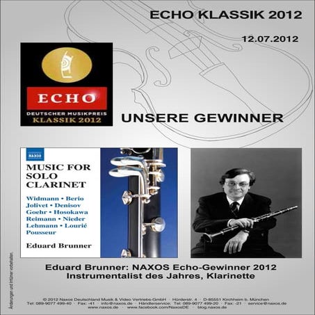 ECHO Klassik Gewinner 2012 (NAXOS und NAXOS-Vertriebslabels)