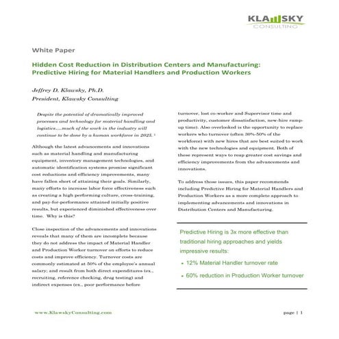 Klawsky consulting-hidden cost reduction with predictive hiring