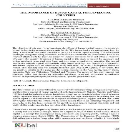 Human capital and development | PDF