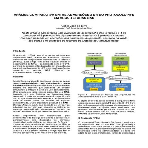Análise comparativa entre as versões 3 e 4 do protocolo NFS em arquitetura NA...