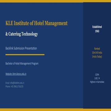KLE Institute of Hotel Management: Bachelor of Hotel Management Program ...
