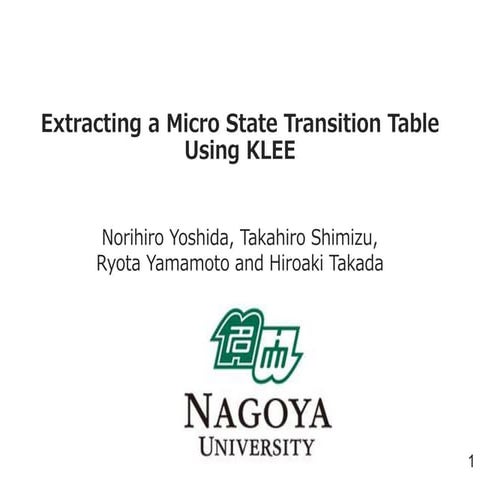 Extracting a Micro State Transition Table Using KLEE