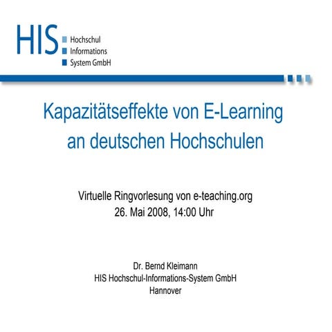 Kapazitätseffekte von E-Learning.
