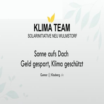 KlimaForum Sonne auf’s Dach: Geld gespart – Klima geschützt 2025-10-27.pptx