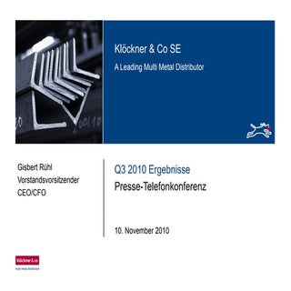 Klöckner & Co - Q3 2010 Ergebnisse