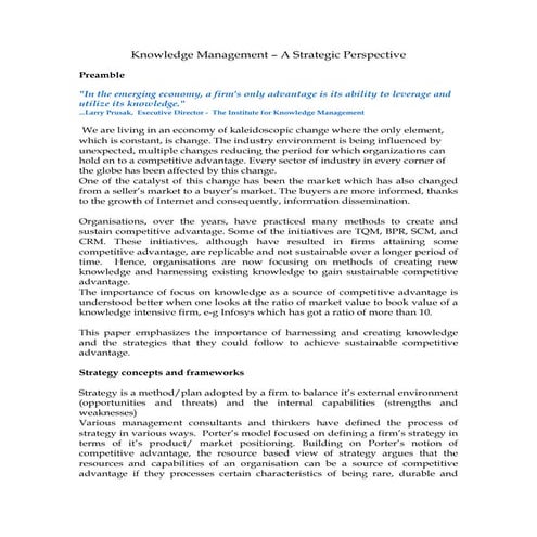 Km  -a_strategic_perspective