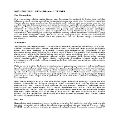 KOMUNIKASI MULTIMEDIA DAN INTERNET