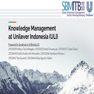 Knowledge Management at Unilever Indonesia