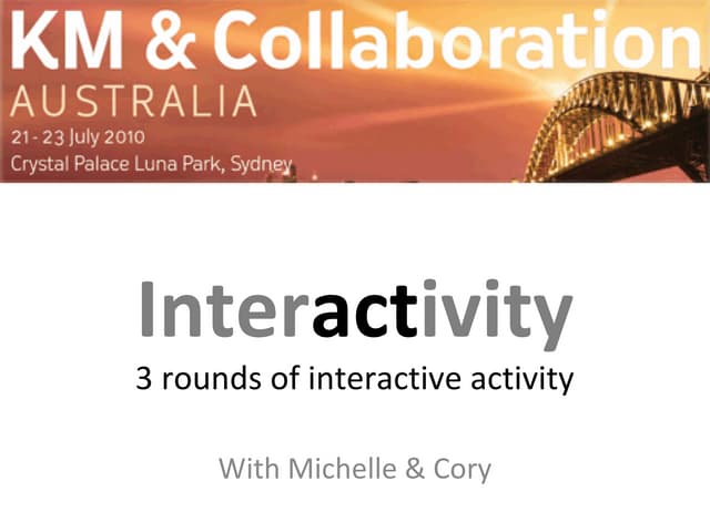 KM Australia 2010 - Interactivity