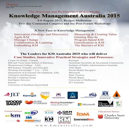 Knowledge Management Australia 2015: The Discovery and Re-Discovery of Knowledge