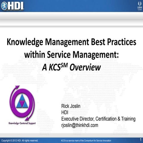 Knowledge Management Best Practices within Service Management