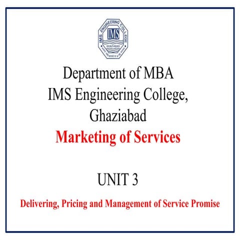 Service delivery and pricing