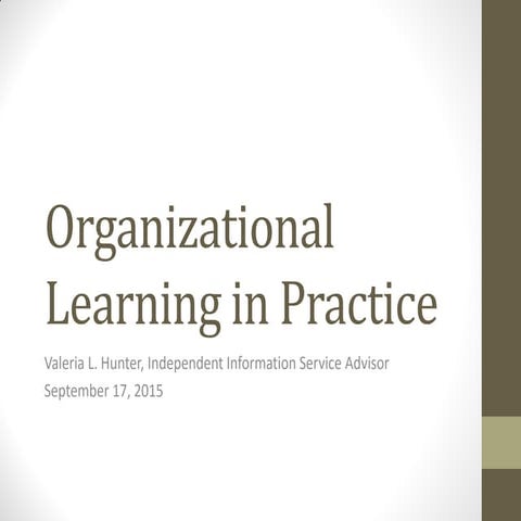 Organizational Learning in Practice