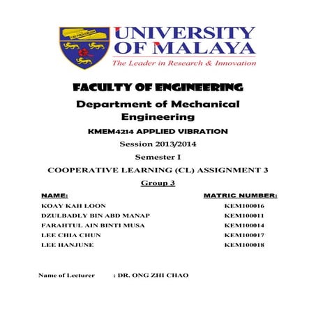 KMEM4212_Applied Vibration_Group Assignment_Report_CL 3