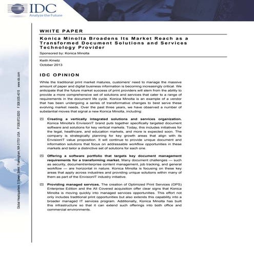Konica Minolta IDC Solutions White Paper