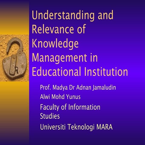Knowledge Management in Education