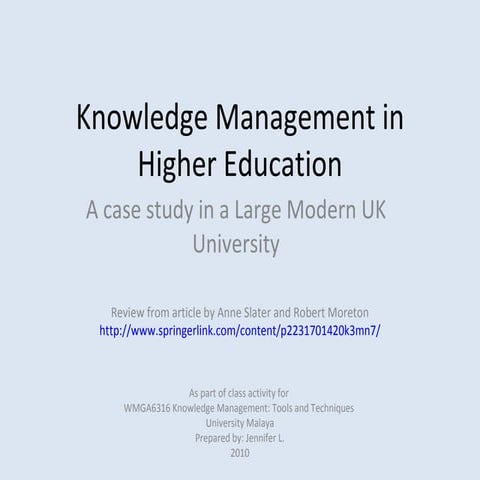 KM in Higher Education by Anne S. & Robert M.