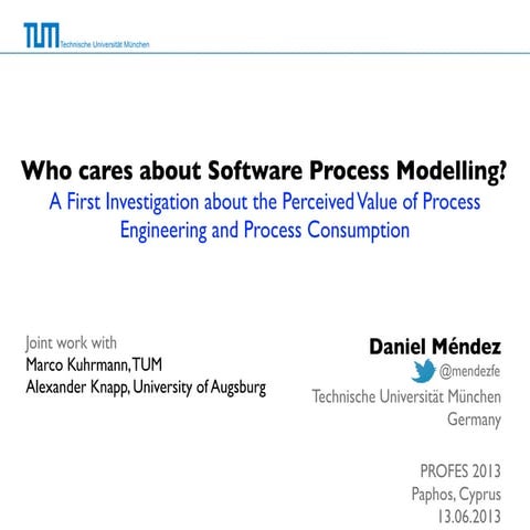 Who cares about Software Process Modelling? A First Investigation about the P...