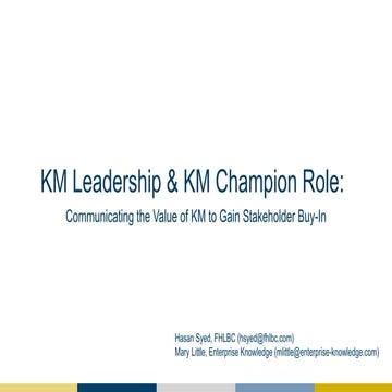 KM Leadership and the KM Champion Role