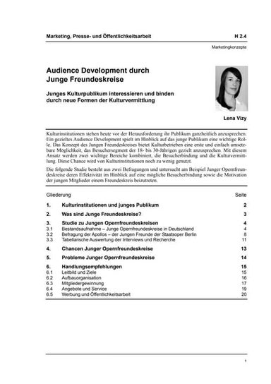 Lena Vizy: Audience Development durch Junge Freundeskreise