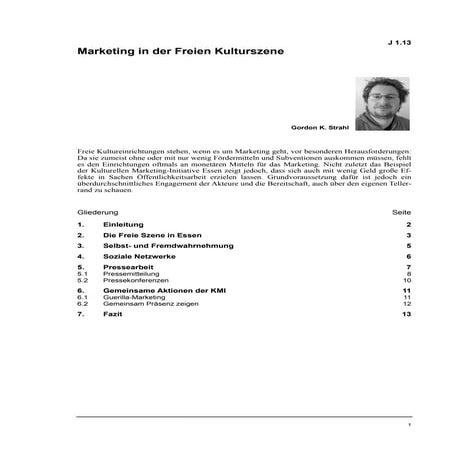 Gordon K. Strahl: Marketing in der Freien Kulturszene