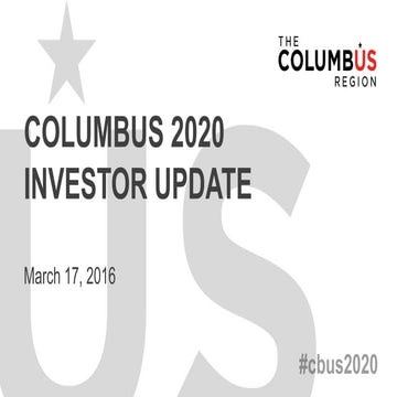 Columbus 2020 Investor Update | March 2016 | Kenny McDonald