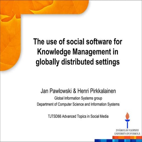 Research Issues in Knowledge Management and Social Media