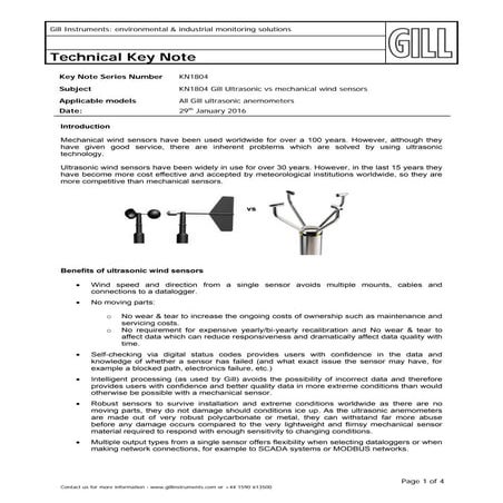 Ultrasonic vs. Mechanical Anemometers (Wind Sensors)