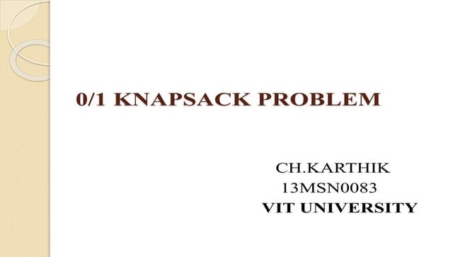 01 Knapsack using Dynamic Programming | PPT