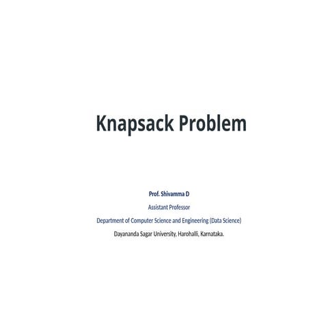 Fractional Knapsack Problem | PPTX