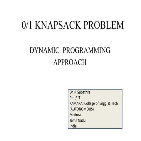 Knapsack dynamic programming formula top down (1) | PPT | Free Download