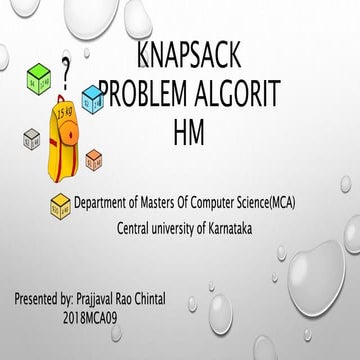 Knapsack problem algorithm, greedy algorithm | PPT