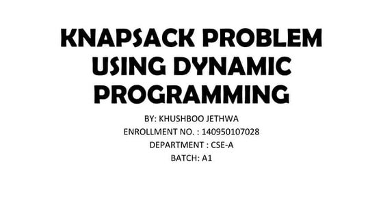 01 knapsack using backtracking | PPT
