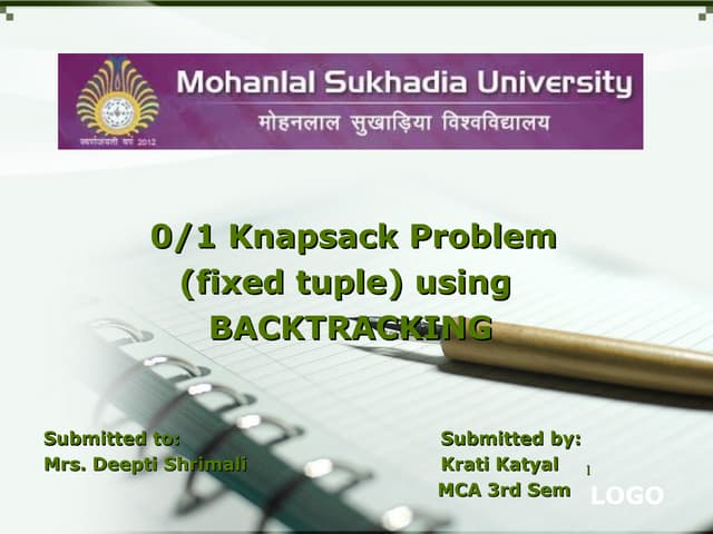 Knapsack problem using fixed tuple
