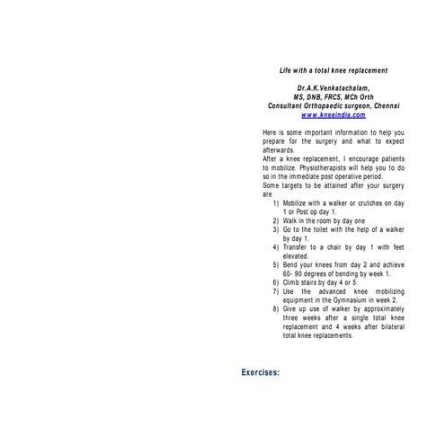 Knee exercises physiotherapy