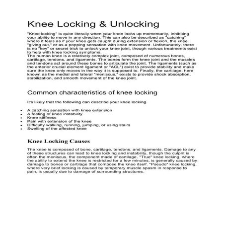 Knee locking & Unlocking