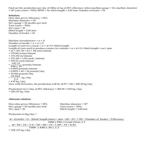 Knitting calculation