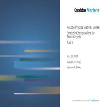 What You Should Know About Trade Secrets - Knobbe Martens Webinar Series for ...