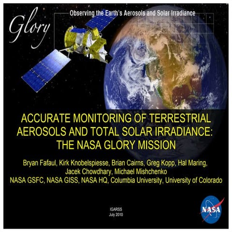 TU2.L10 - ACCURATE MONITORING OF TERRESTRIAL AEROSOLS AND TOTAL SOLAR IRRADIA...