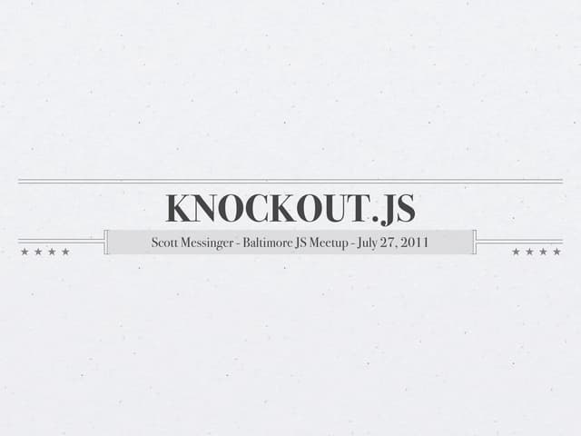 Knockout.js presentation