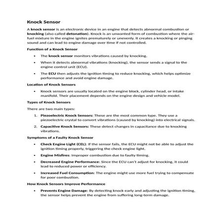 Knock Sensor and Oxygen Sesnor Working in detail