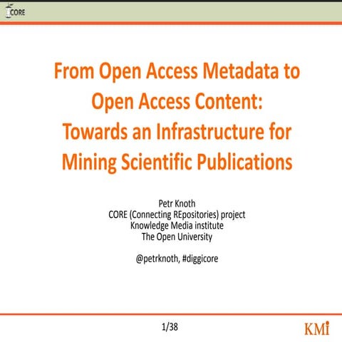 Towards an Infrastructure for Mining Scientific Publications