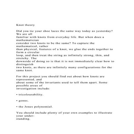 Knot theoryDid you tie your shoe laces the same way today .docx
