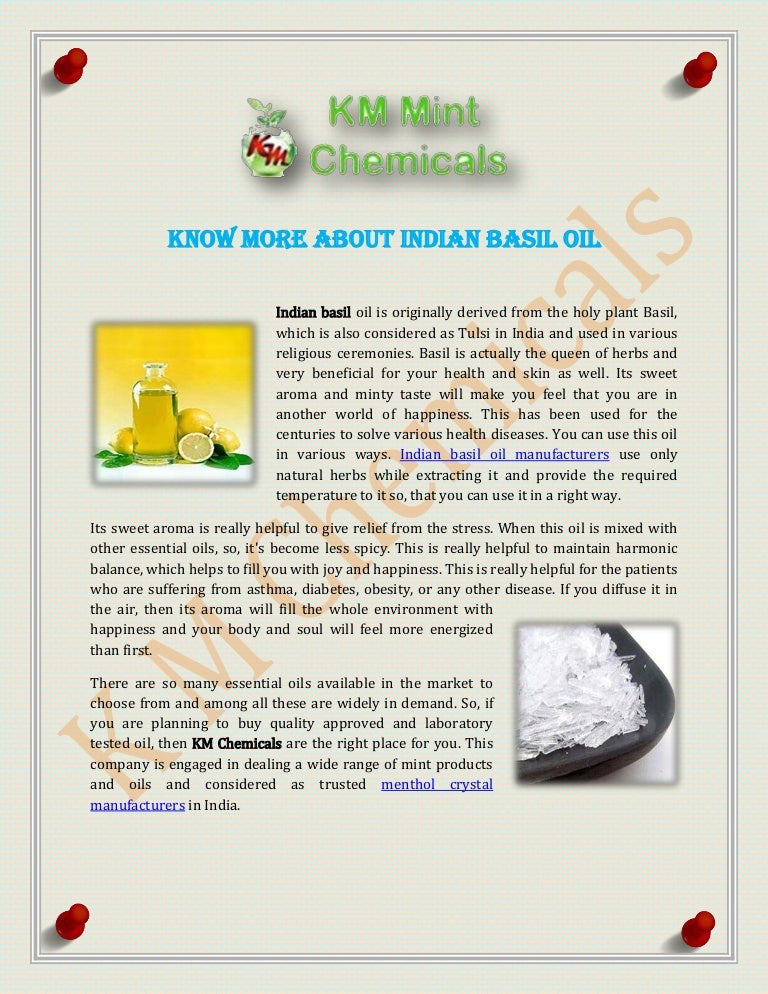 Indian Basil oil Manufacturers